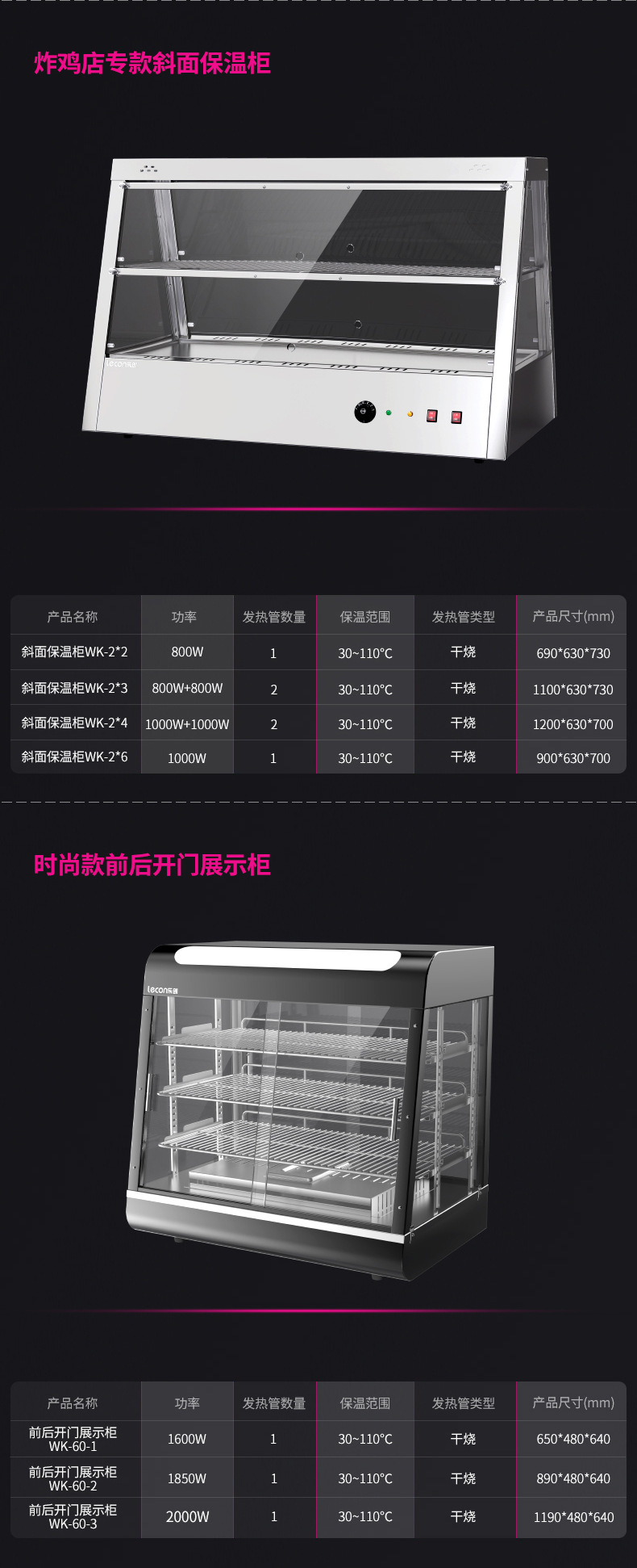 乐创保温柜 商用蛋挞汉堡炸鸡熟食面包板栗加热台式保温展示柜详情3