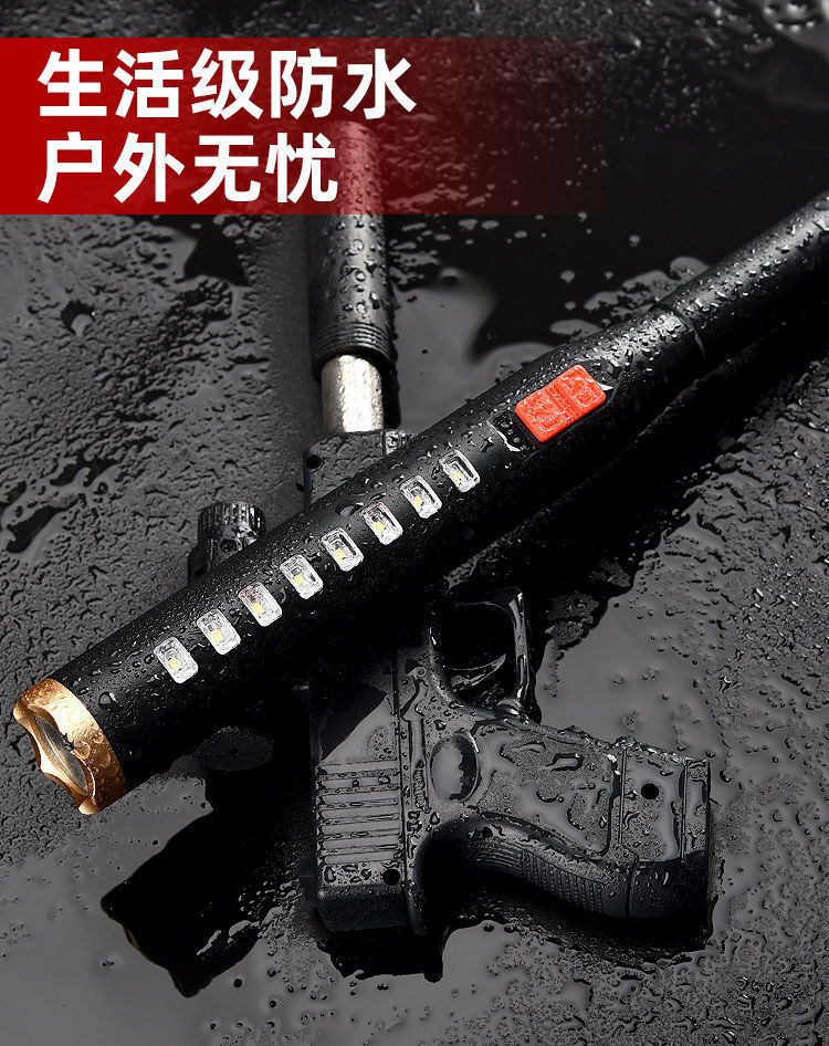 跨境新款多功能强光手电筒 棒球棒电筒户外巡逻USB充电COB手电筒详情8