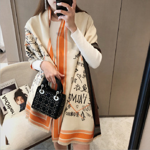 新款秋冬拼接加厚千鸟格仿羊绒ins潮流围巾女初秋百搭披肩现货详情11