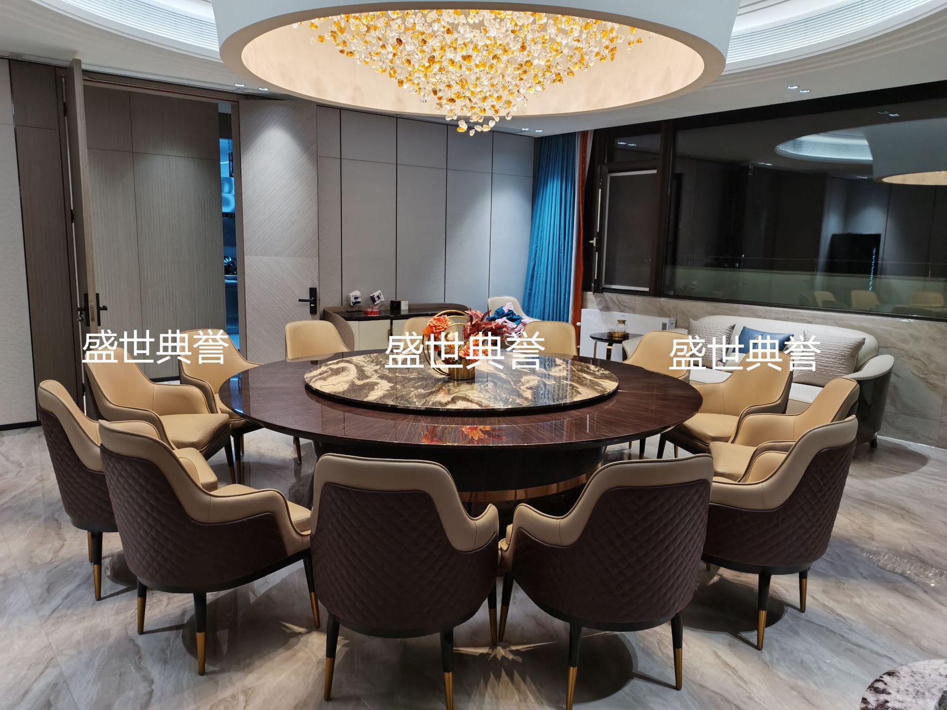 Nantong International Hotel Solid Wood Dining Chairs Company Business Reception Electric dining tables and chairs High-end club light Luxury Bentley chairs pic 8