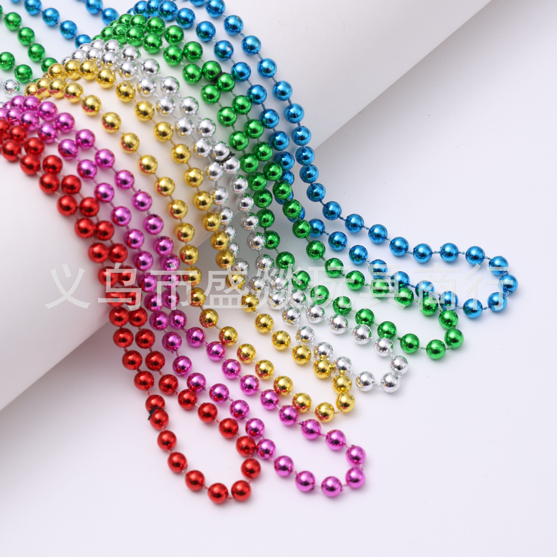 跨境6mm电镀珠链彩色项链独立日项链狂欢节万圣节派对波珠链详情4