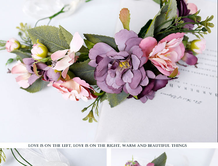 New handcrafted headwear, wedding accessories, tie purple flower headband, festival stage performance hair accessories pic 8