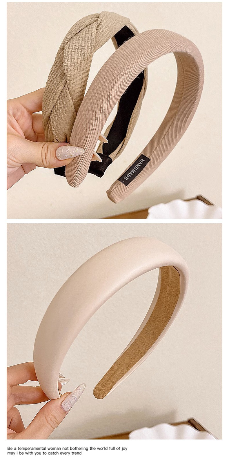 Earth-toned summer hair band, high top of the head to make the face look smaller, new facial cleansing headband, women's sponge felt hair clip pic 3