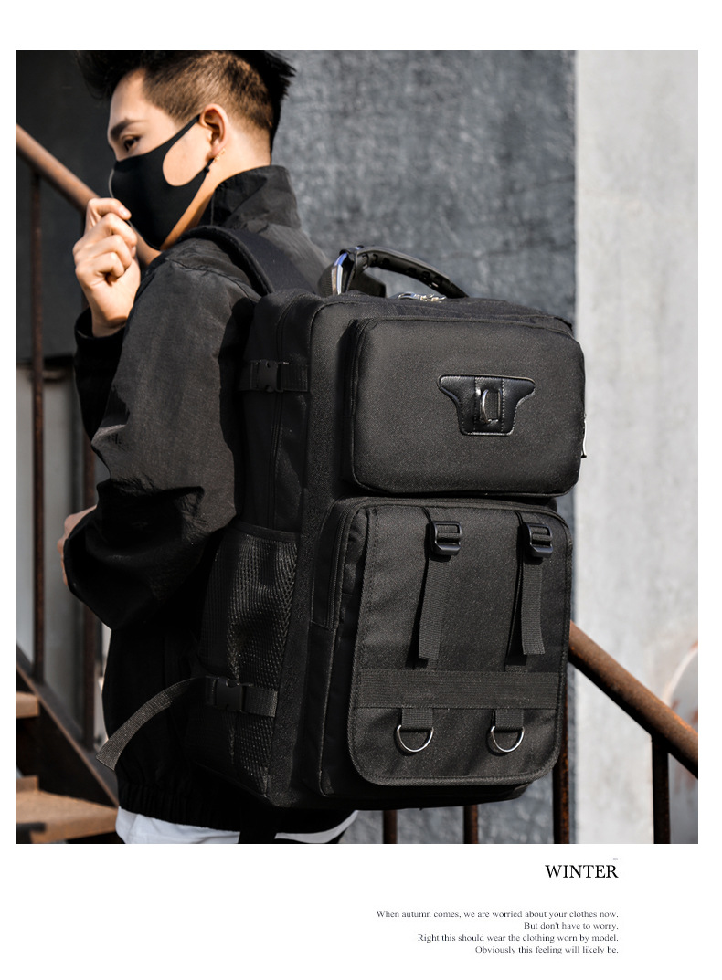 跨境新款个性潮男士功能多帆布双肩包大容量户外透气耐磨旅行背包详情15