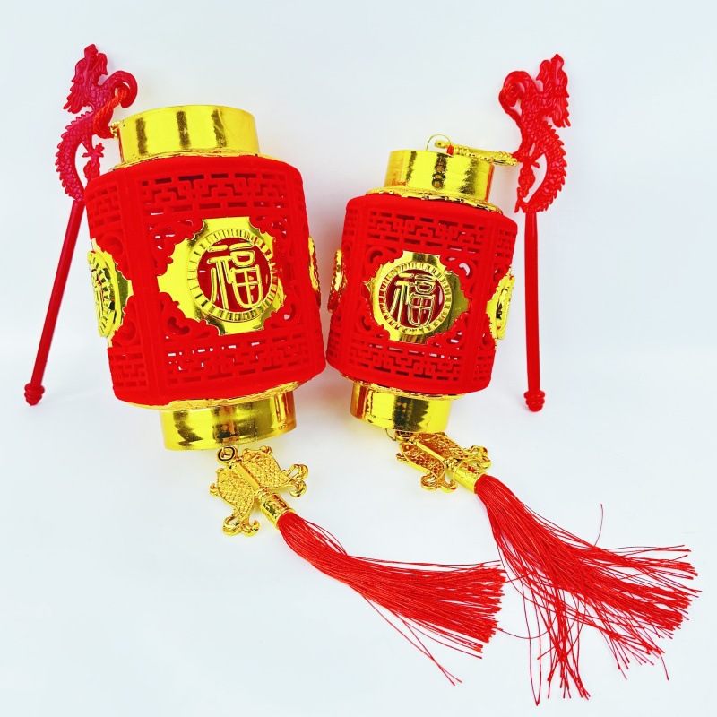 龙年植绒手提发光投影灯笼新年入门户装饰布置红灯笼元宵福字灯笼详情20