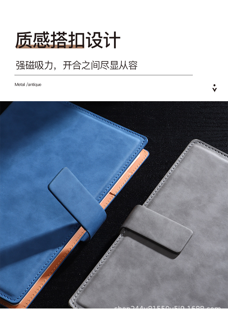 Business notebook office a5 square buckle magnetic buckle notepad paperback B5 gift box wholesale, can print diaries and meeting minutes pic 11