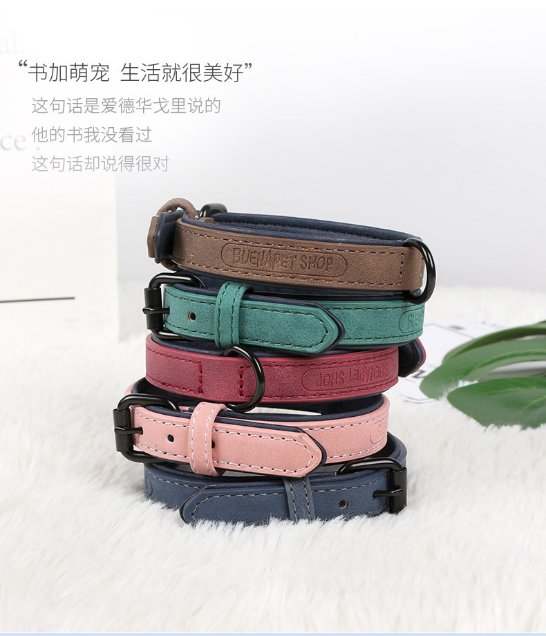 Cross-border hot-selling pet collars, dog PU collars, medium and large-sized dog neck covers, and leash collars are available for wholesale in stock pic 13