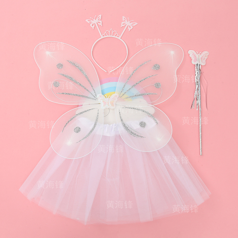 蝴蝶翅膀四件套 儿童蓬蓬裙套装 天使翅膀背饰仙女棒头箍现货批发详情3