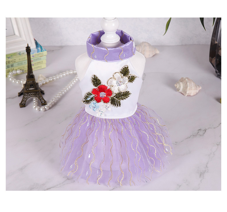 Pet dress, summer gold thread sequined dog dress, cute princess-style lace skirt, cat clothing pic 7