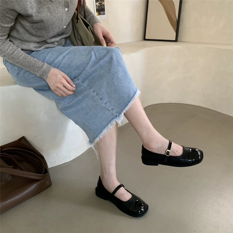 拼色玛丽珍单鞋女鞋子2023年新款春季法式浅口软平底英伦风小皮鞋详情8