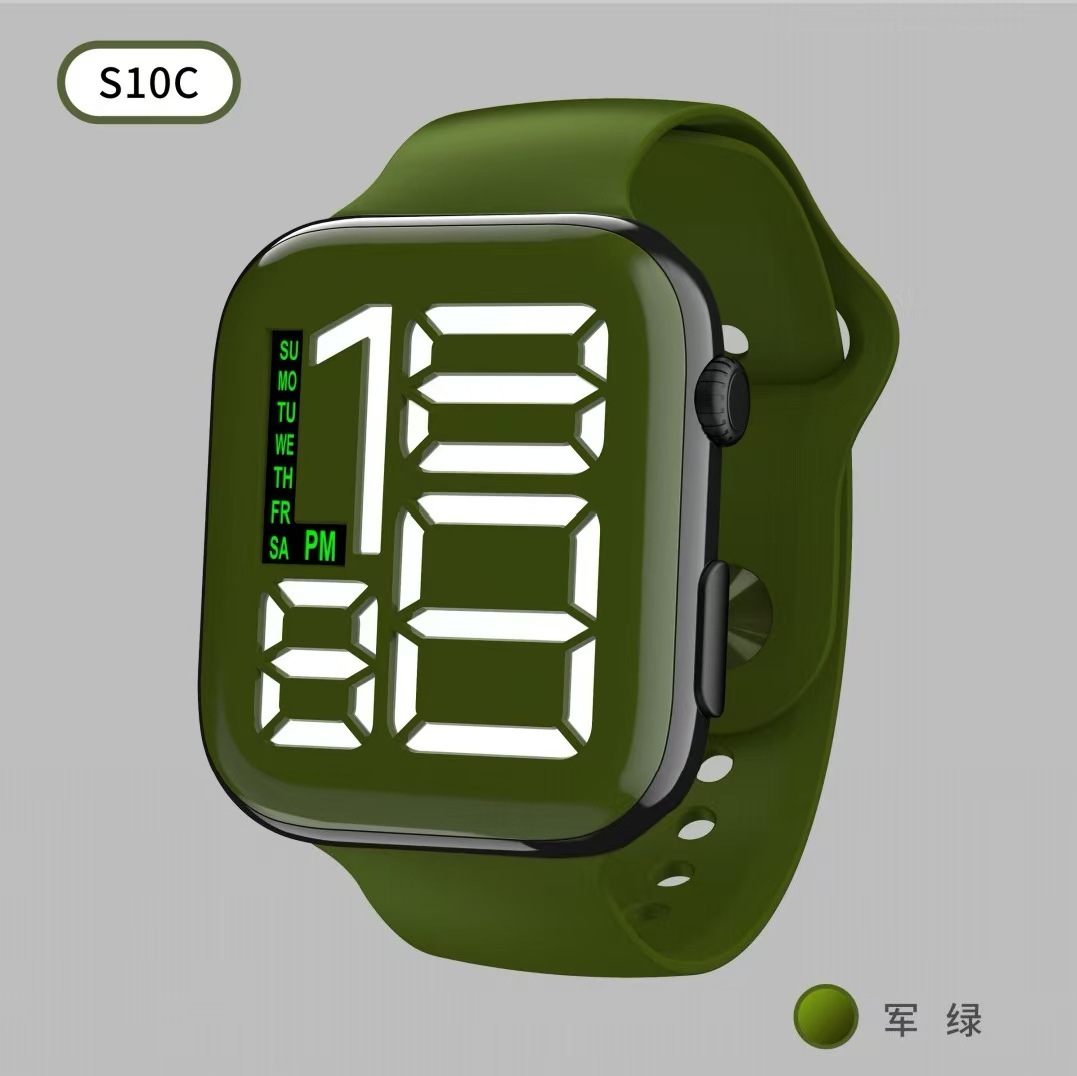 新款LED手表T7C男女星期简约时尚初中情侣小学生运动 LED电子手表详情8