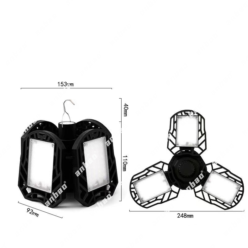 Cross-border outdoor charging solar professional camping lamp, high-intensity LED remote control lamp, folding lighting, three-leaf folding pic 3