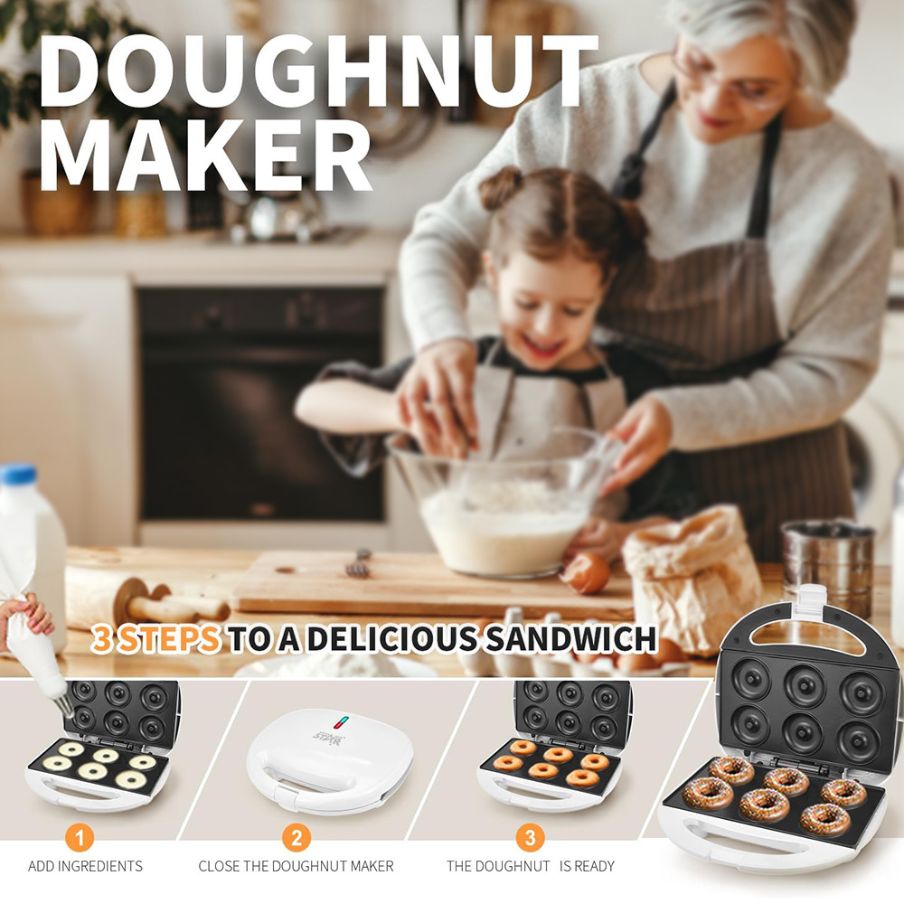 winning star multi-functional sandwich maker, toaster, baking breakfast maker and doughnut maker for both British and European standards pic 1
