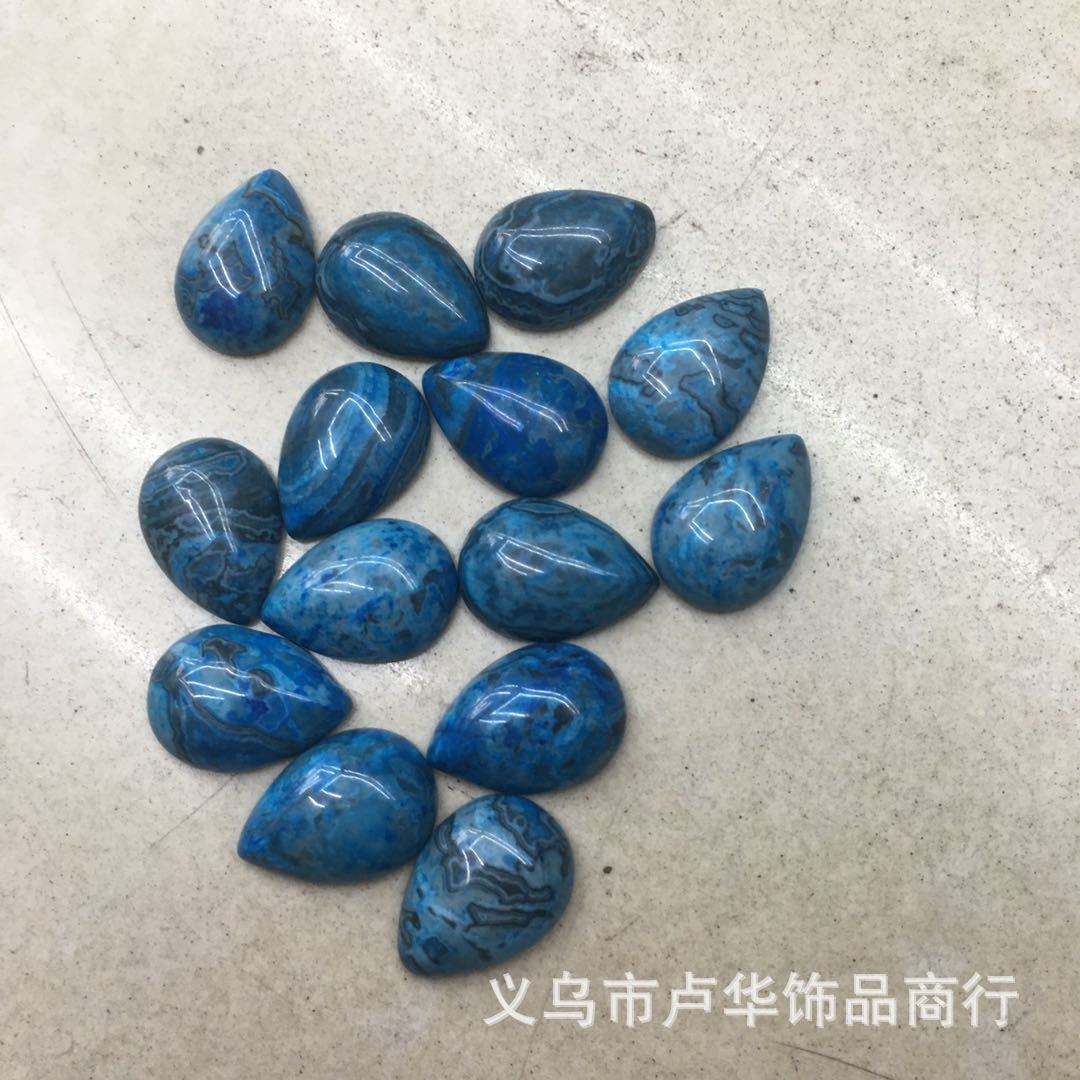 Cross-border direct sales of new blue agate teardrop ring face, European and American fashionable agate bare stone semi-precious stone wholesale accessories pic 4