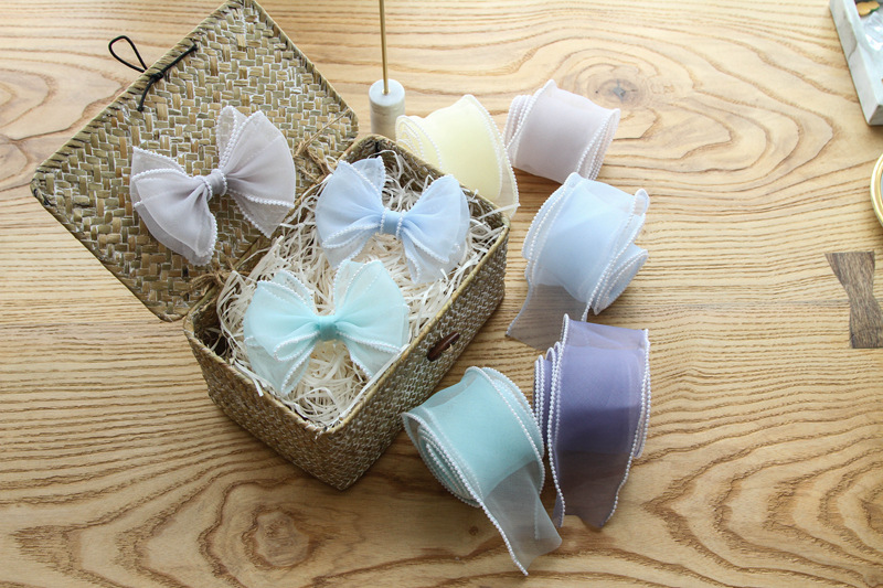 diy hairpin bow packaging material with pearl textured overlock yarn, 6cm wide meteor fish tail wave snow yarn ribbon pic 5