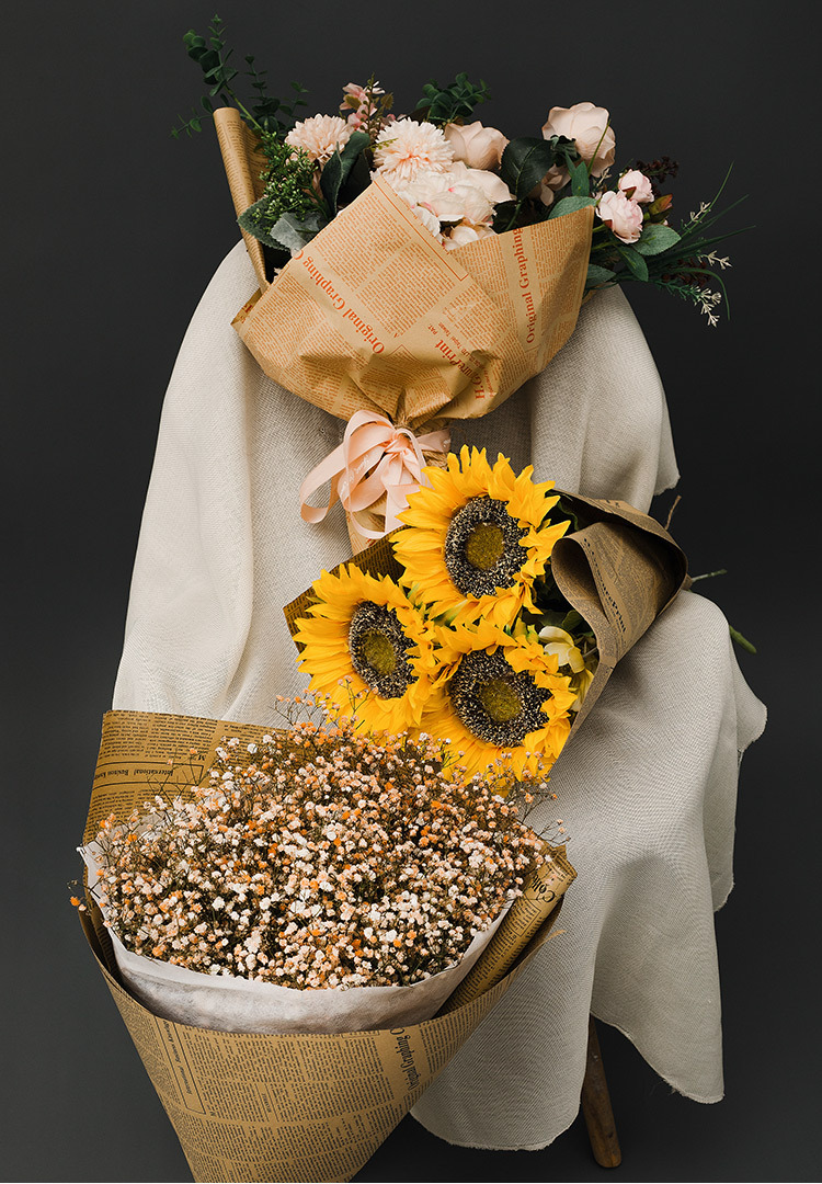 加厚英文报牛皮纸复古花束包装纸高级感花艺材料牛皮纸鲜花包装纸详情16