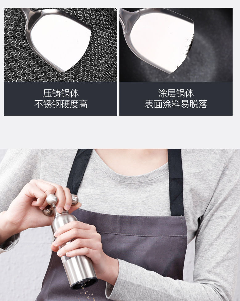316 stainless steel wok, double-sided honeycomb flat pan, uncoated non-stick pan, household cooking pan, non-stick pan pic 18