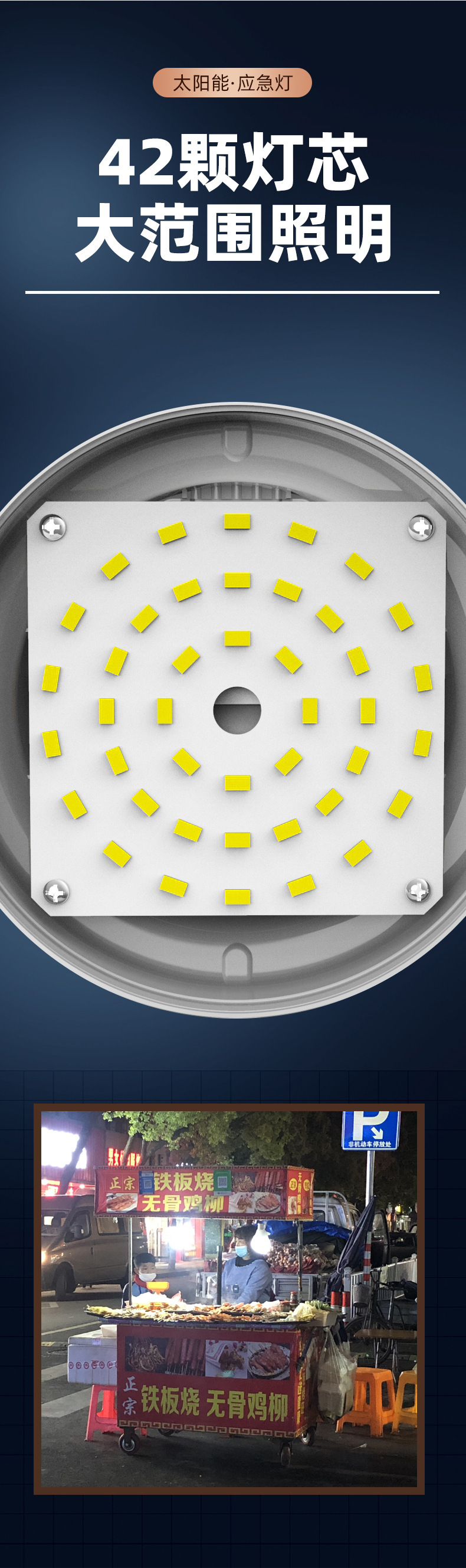 猎天鹰露营灯LED多功能户外营地露营帐篷灯太阳能充电地摊吊灯详情3