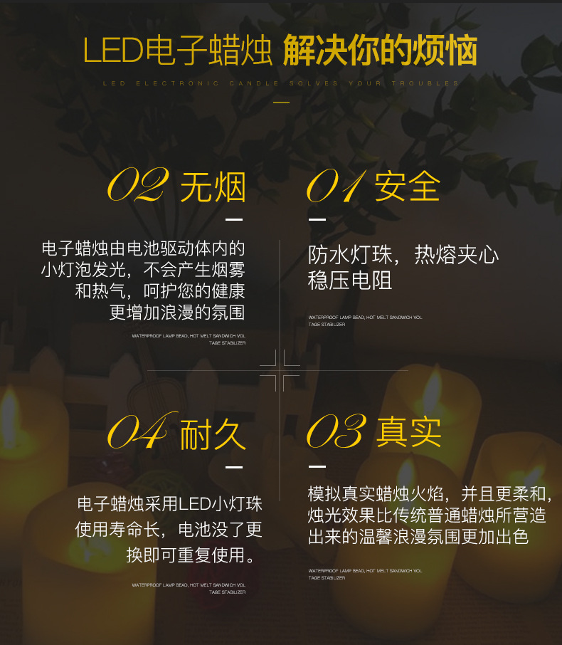 led Christmas creative gifts, plastic candlelight dinner, electronic candles, false flame offering Buddha lamps, simulated swinging candles pic 121