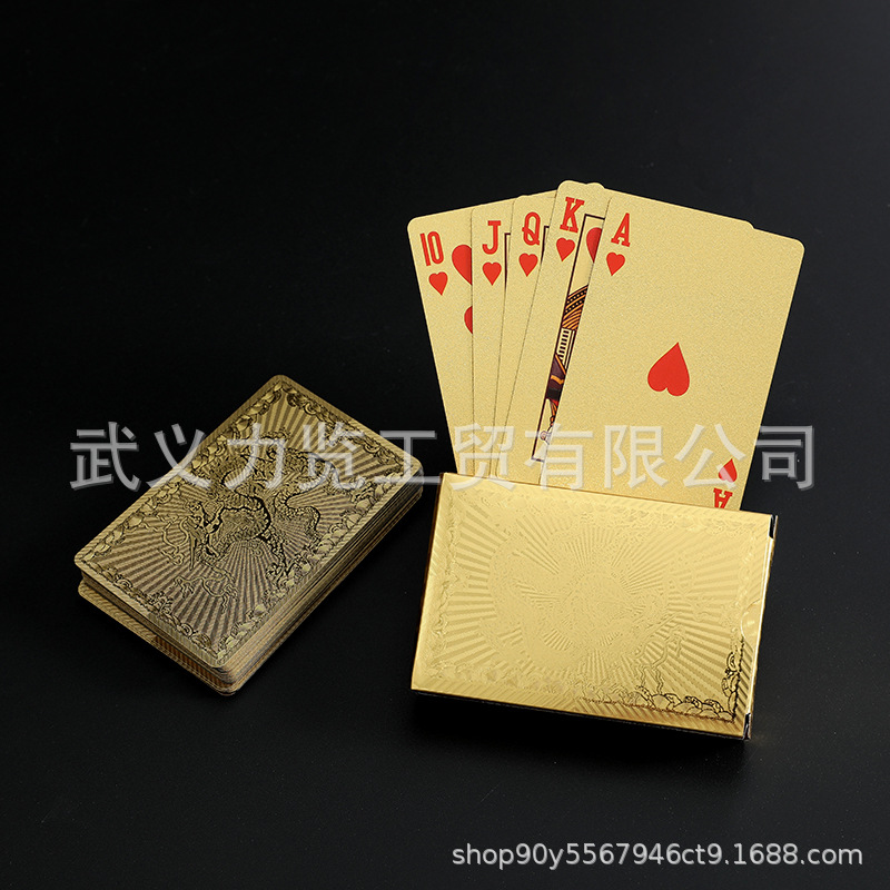 美元扑克牌金箔扑克牌 银箔扑克牌批发 金色土豪金扑克黑色塑料牌详情9