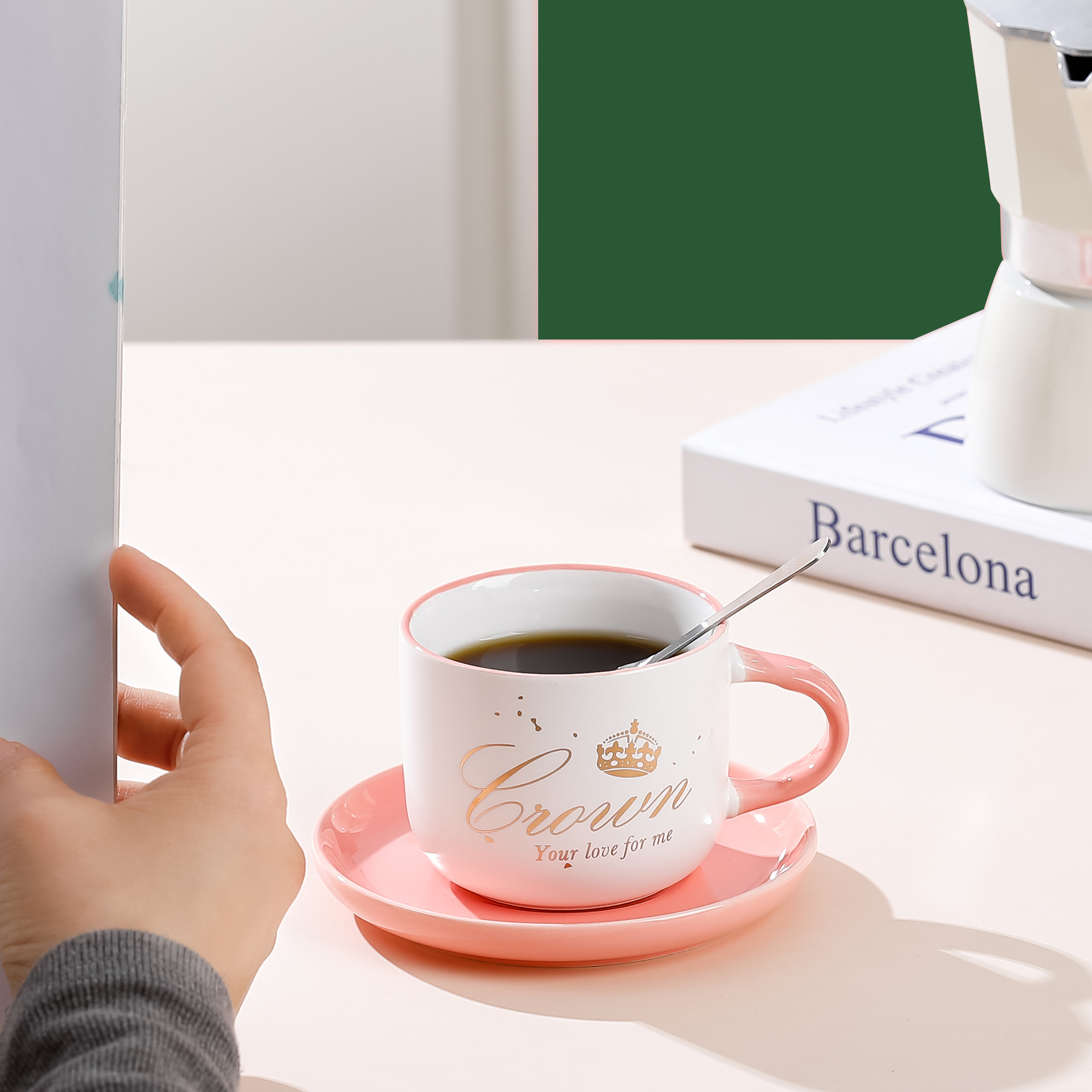 创意个性咖啡杯陶瓷杯耐高温杯碟带勺牛奶杯办公室水杯详情8