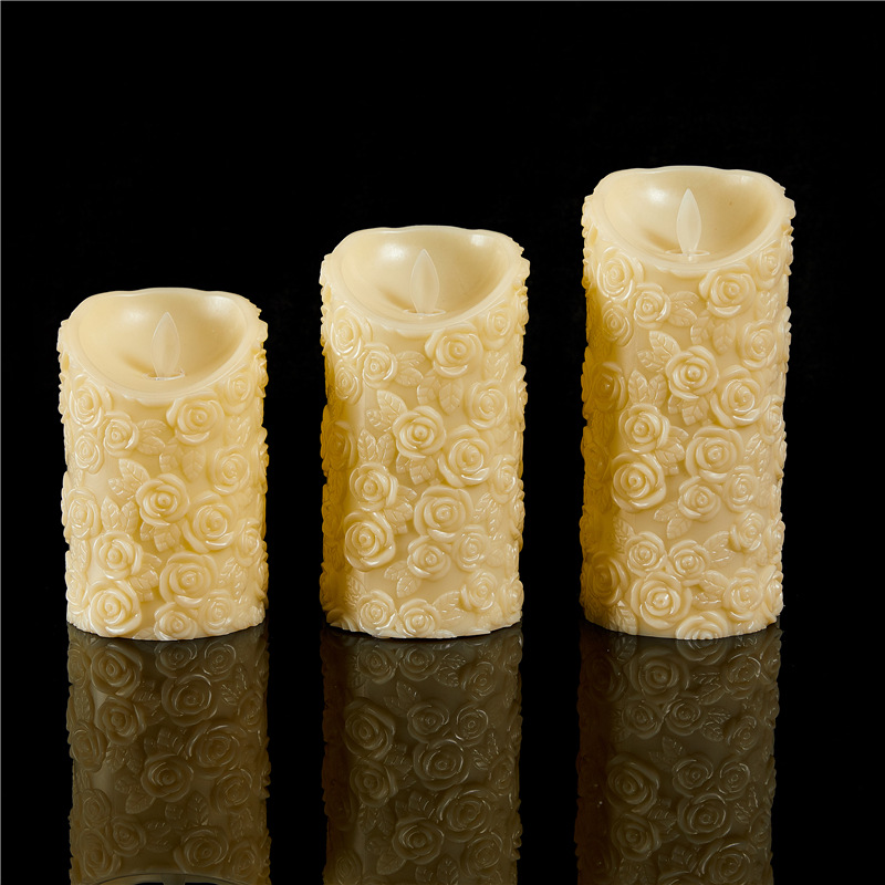 Tearful swaying simulation led electronic candle lamp for home and wedding decoration, romantic electronic candle with rose pattern pic 7