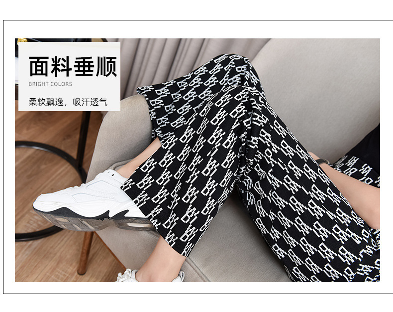 Wide-leg pants for women in 2021, high-waisted and slimming casual pants, spring and autumn Korean style letter loose straight-leg pants, long pants trend pic 4