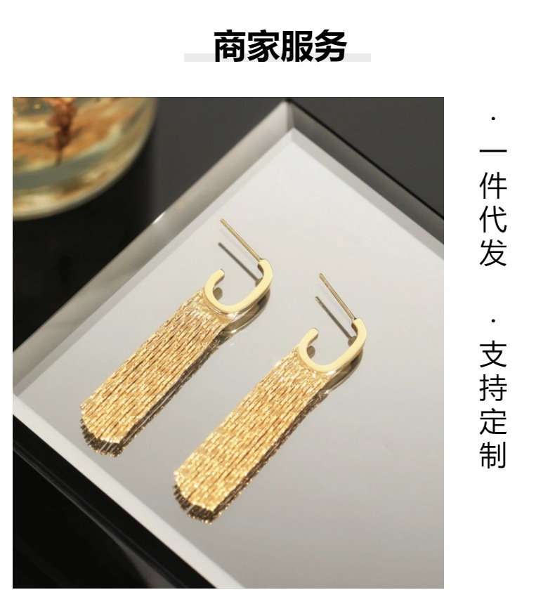 气质G字流苏耳环女轻奢高级感长款百搭耳钉时尚气质小众设计耳饰详情2