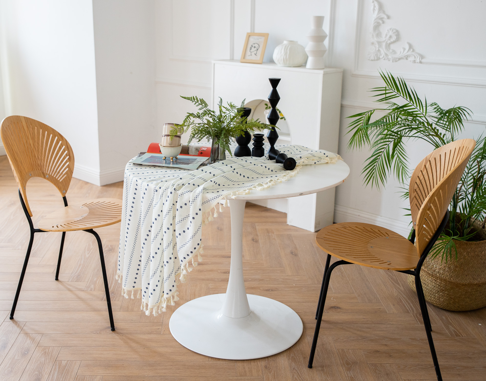 Cross-border Amazon Japanese plain tablecloth, Japanese fresh and light blue striped pure cotton and linen tablecloth and desk cover pic 25