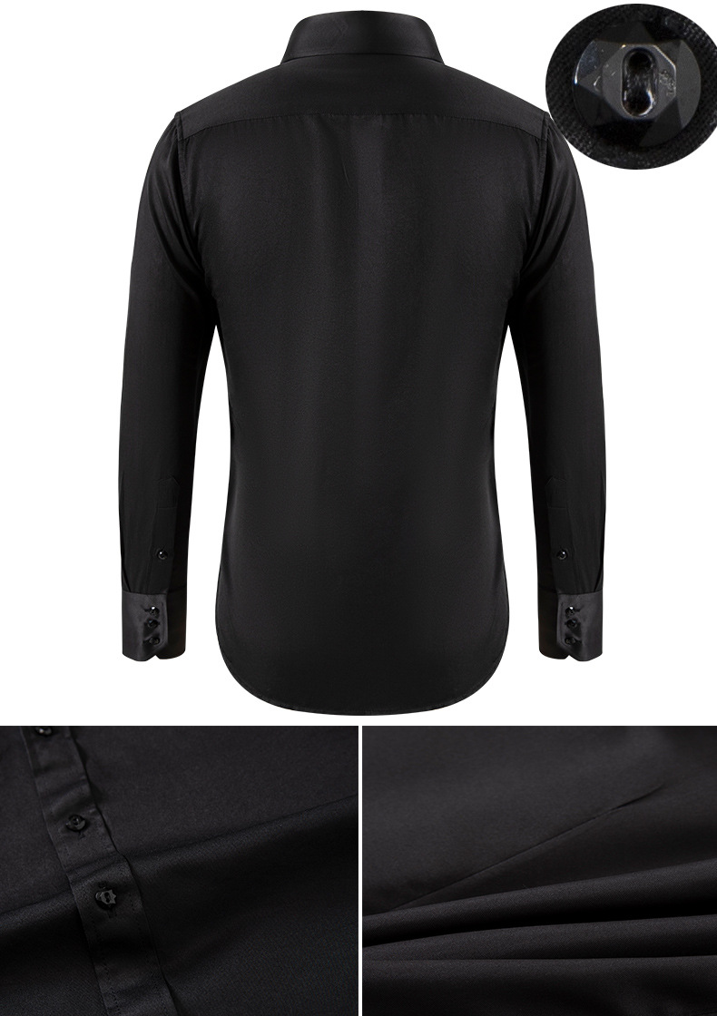 Ouma Cross-border foreign trade Shirt Spring and Autumn New business casual French crystal buckle men's niche long-sleeved shirt pic 23