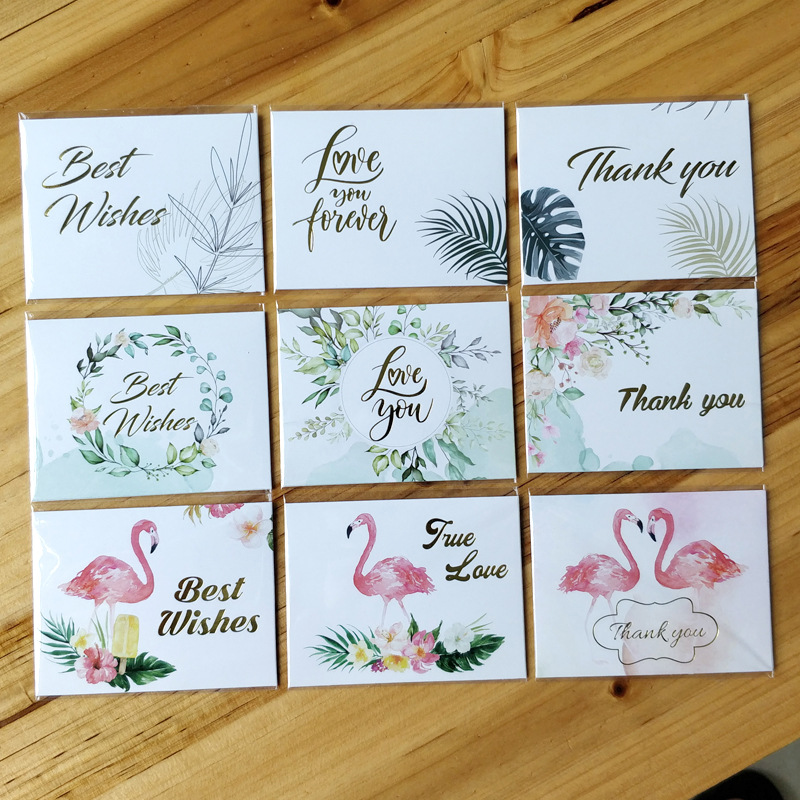 Simple European-style gilded creative thank-you card, baking flower shop birthday folding card, positive review after-sales service card pic 32
