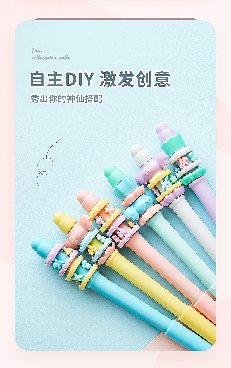儿童减压转转笔盲盒中性笔创意旋转卡通可爱少女心造型学生解压笔详情7