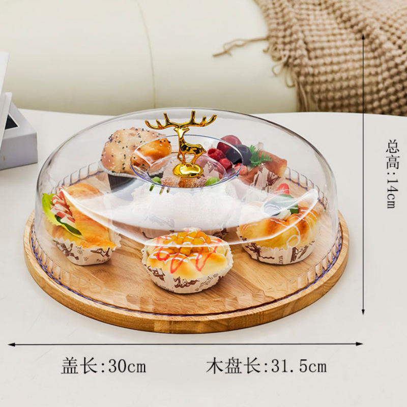 Cake plate with cover, pastry restaurant bread, dessert, fruit tasting, pastry plate, transparent covered bamboo display tray, cake plate with cover, pastry restaurant bread pic 9