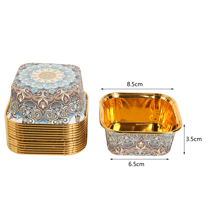 中东款蛋糕纸杯波西米亚风蛋糕纸单面金正方形蛋糕杯详情1