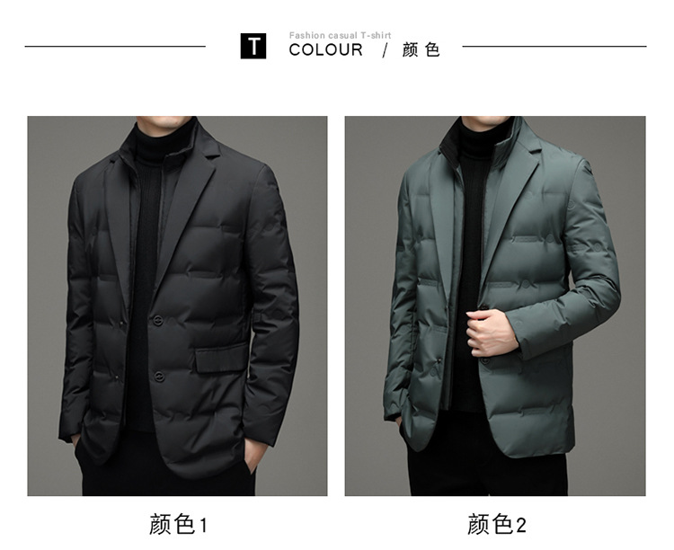 冬季男士防寒羽绒服外套西装围巾领简约羽绒服男跨境爆款高端男装详情12