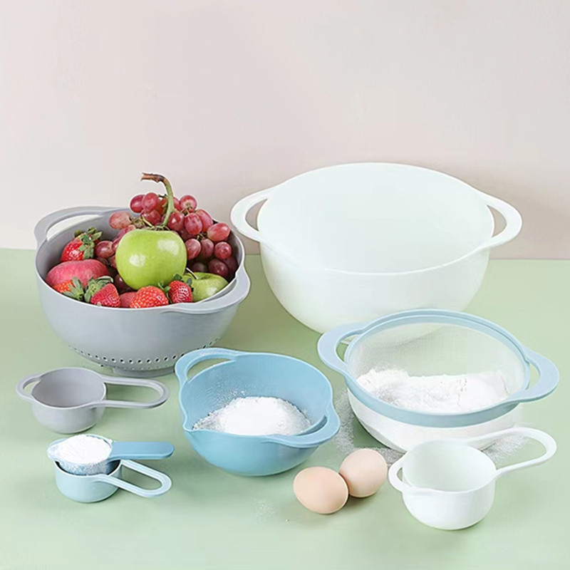 PP Rainbow Plate Measuring Spoon Measuring Cup Set 8-piece Rainbow Kitchenware Bowl Multi-functional Baking Tool Set pic 4