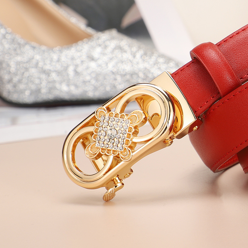 The new pure cowhide Chinese knot automatic buckle simple Korean-style decorative belt and skirt pants for women exude a sense of luxury pic 19