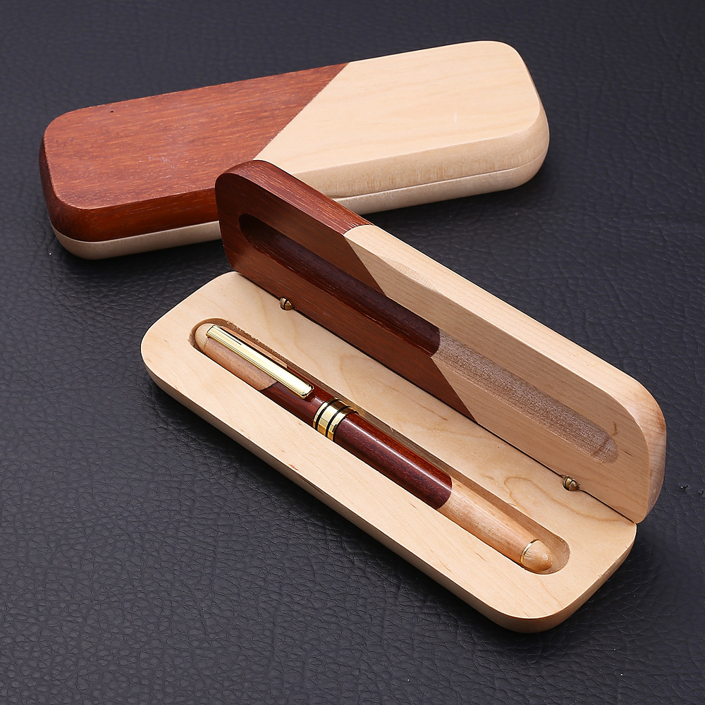 The wooden pen set in a wooden box is a practical gift for school and company employees. The wooden pen LOGO is in stock pic 4