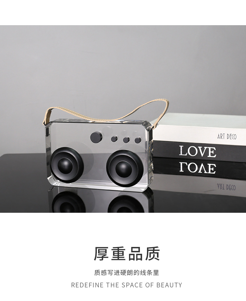 Creative home decorations, living room, modern Nordic style model room, soft furnishings, camera, radio, transparent crystal ornaments pic 26