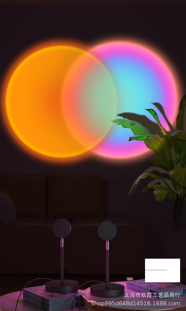 Sunset rainbow light, sunless projection light, sunset light, small living room lighting for taking photos, sunset red atmosphere table lamp pic 6