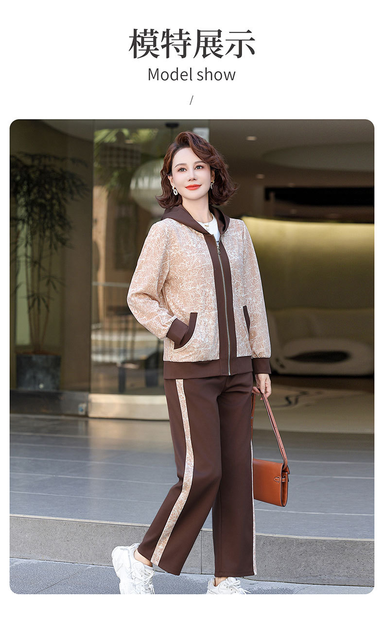 Madre de edad media otoño traje 2024 nuevo medio y viejo mujer otoño chaqueta casual abrigos moda ropa deportiva pic 16