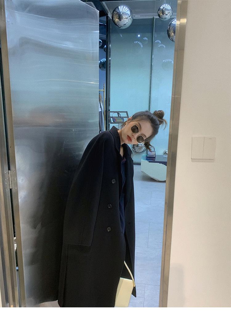 反季驼色呢子双面羊绒大衣女中长款2022年秋冬季韩系温柔毛呢外套详情33