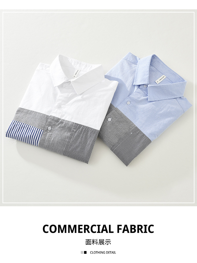 7361 Japanese-style striped long-sleeved shirt for men, Oxford fabric casual and artistic loose top for men, one piece for delivery pic 2