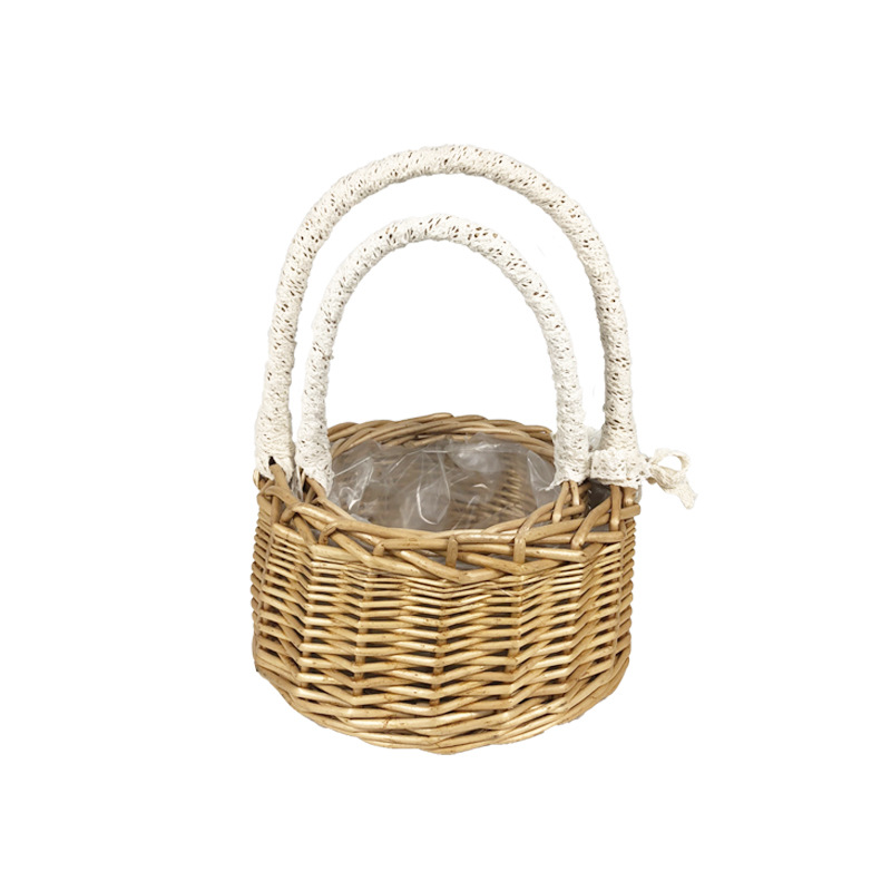 Hand-woven princess basket, willow-woven hand-held basket, wedding flower basket, gift basket, floral arrangement basket, fruit basket pic 9