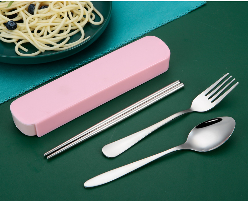 A complete set of tableware, including stainless steel spoons and chopsticks, portable tableware set, a set of chopsticks and spoons, and a three-piece set of knives and forks pic 23