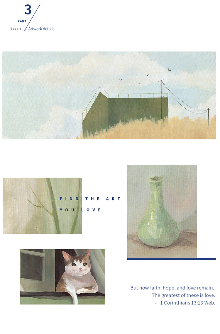 Simple and modern living room decorative paintings, fresh and clean sofa background wall combination paintings, healing scenery, dining room hanging wall paintings pic 29