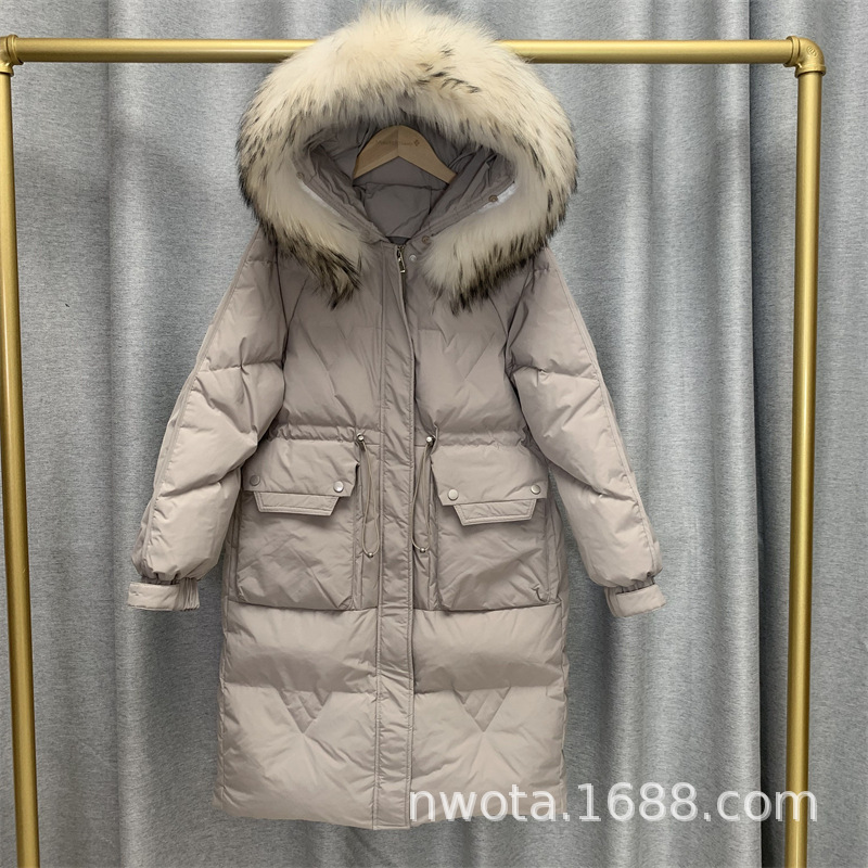 Mid-length goose down jacket for women 2022 new style Korean version knee-length thickened slimming drawstring fashionable warm coat trend pic 7