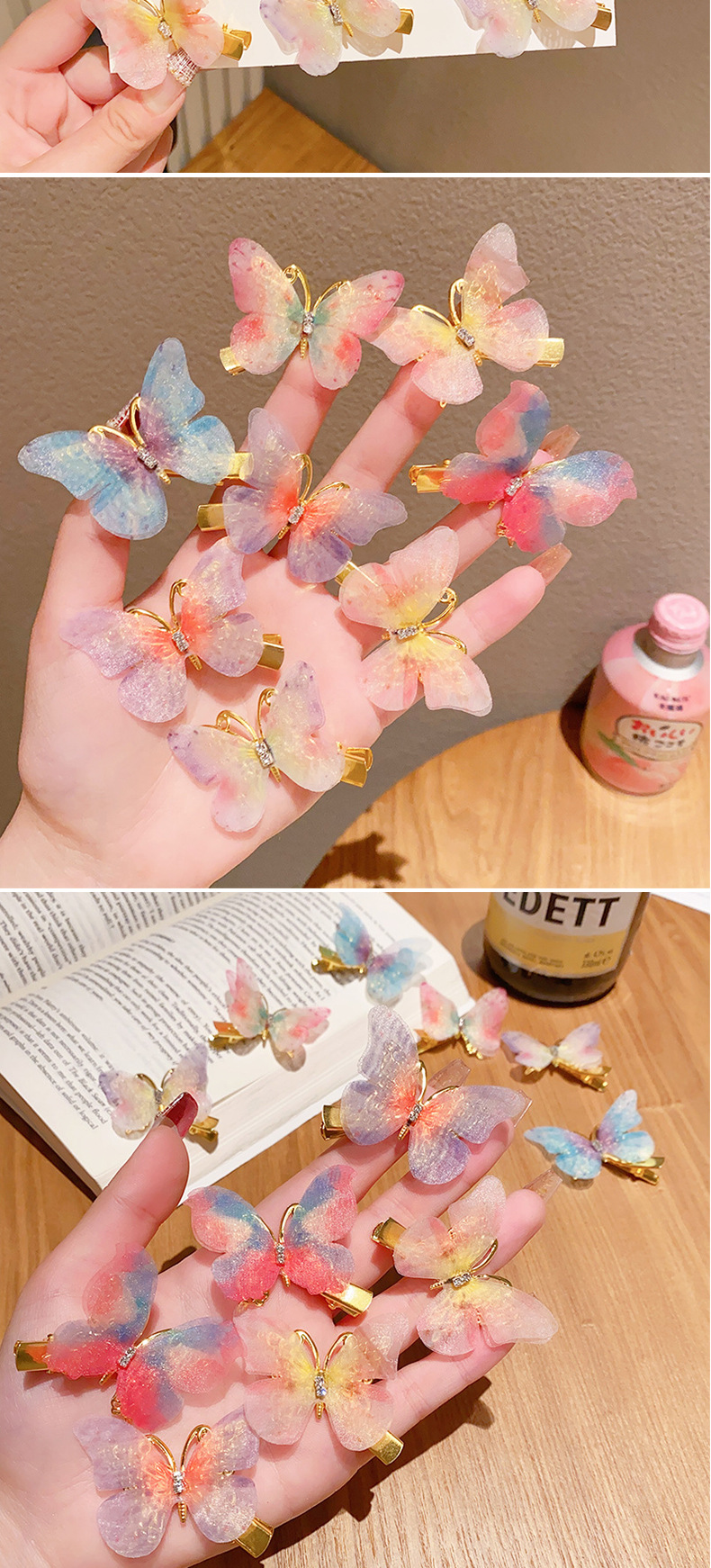 Jumping butterfly hair clips, cute headwear for little girls, hair clips for children, super fairy-like gauze, ancient-style hair clips for girls pic 7