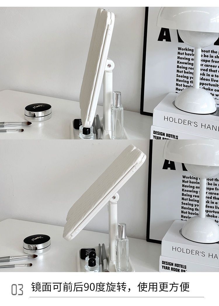 双开门化妆镜充电式可折叠led灯旋转多功能收纳一体三色光台式镜详情7