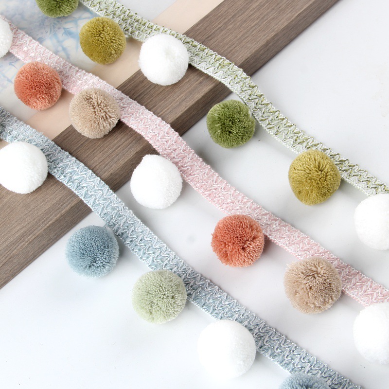 Curtain lace, three-color bayberry balls, side edge, European lace edge, sofa accessories, decorative parts, spliced black pic 27